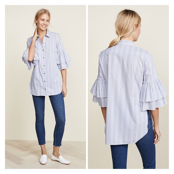 Ella Moss Carissa Buttondown in Pale Blue - Picture 2 of 6